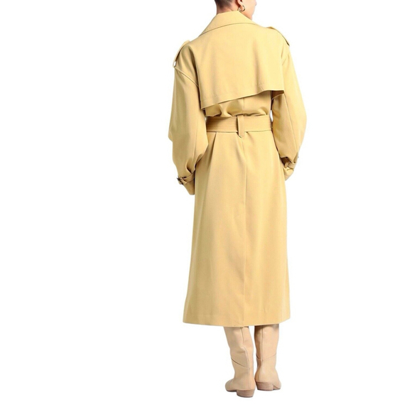 NWT Topshop Trench Coat Double Breasted Belted Sand Mustard Sz. 10 - Picture 2 of 13